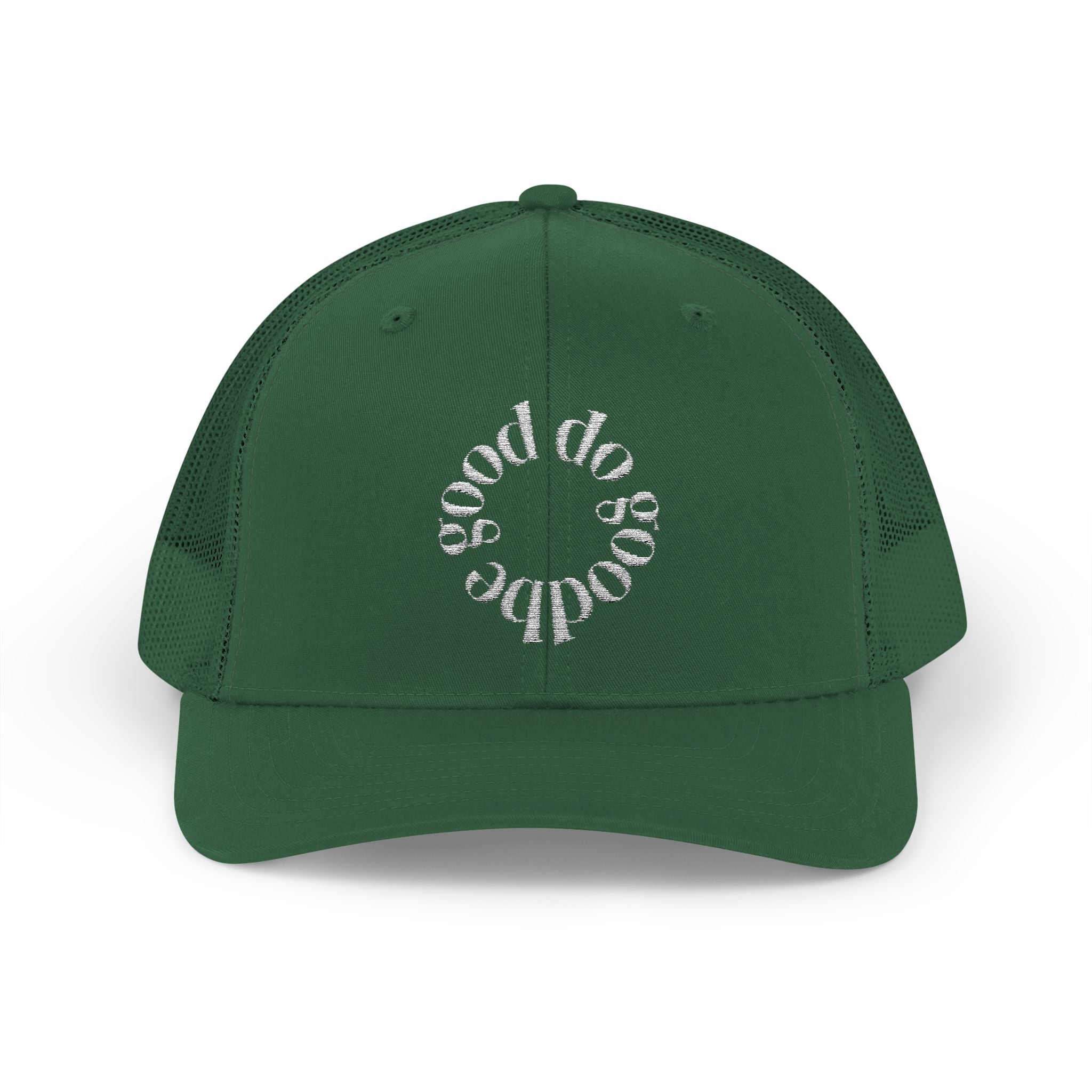 Trucker Cap — Circular 'Good Vibes' Rhinestone Logo Snapback