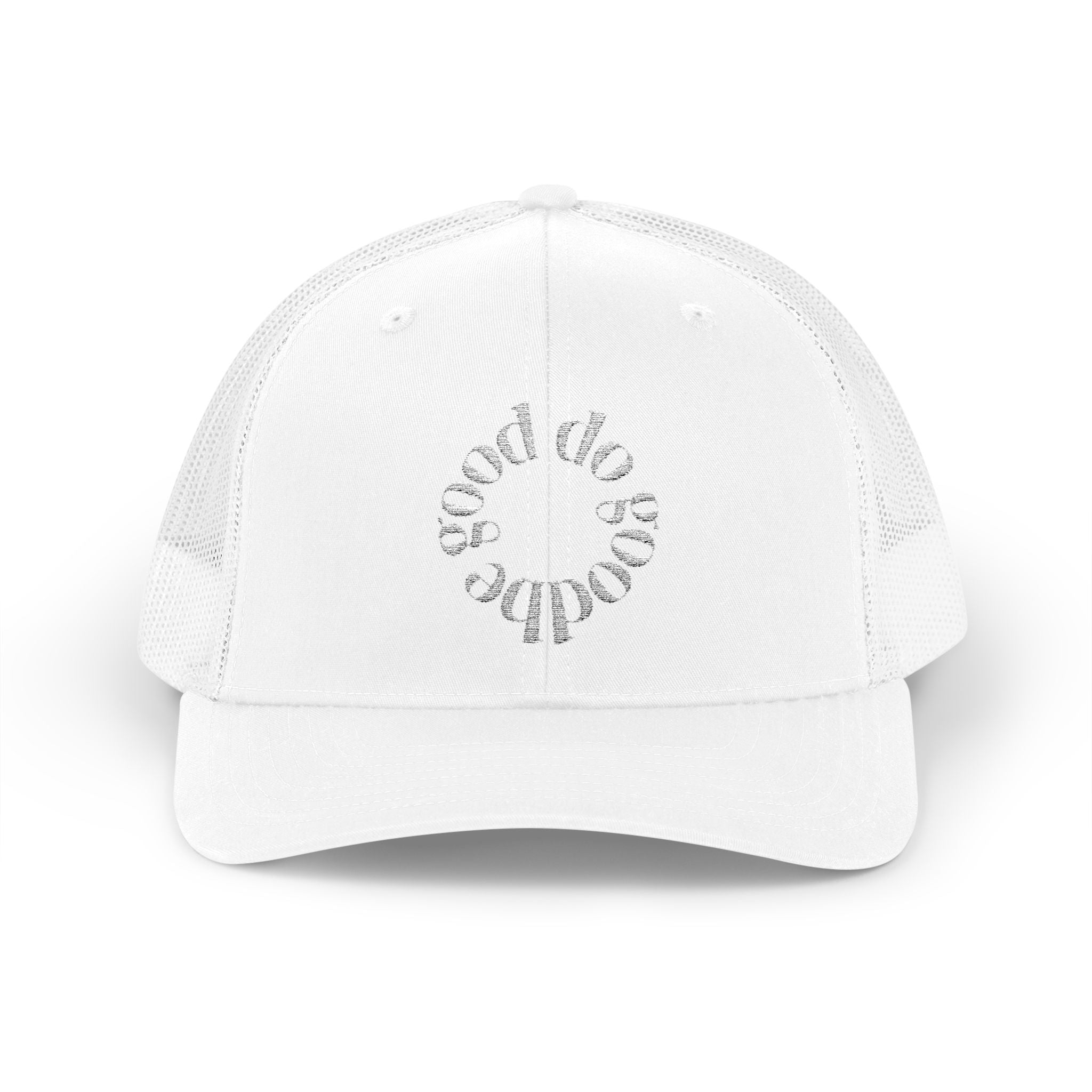 Trucker Cap — Circular 'Good Vibes' Rhinestone Logo Snapback