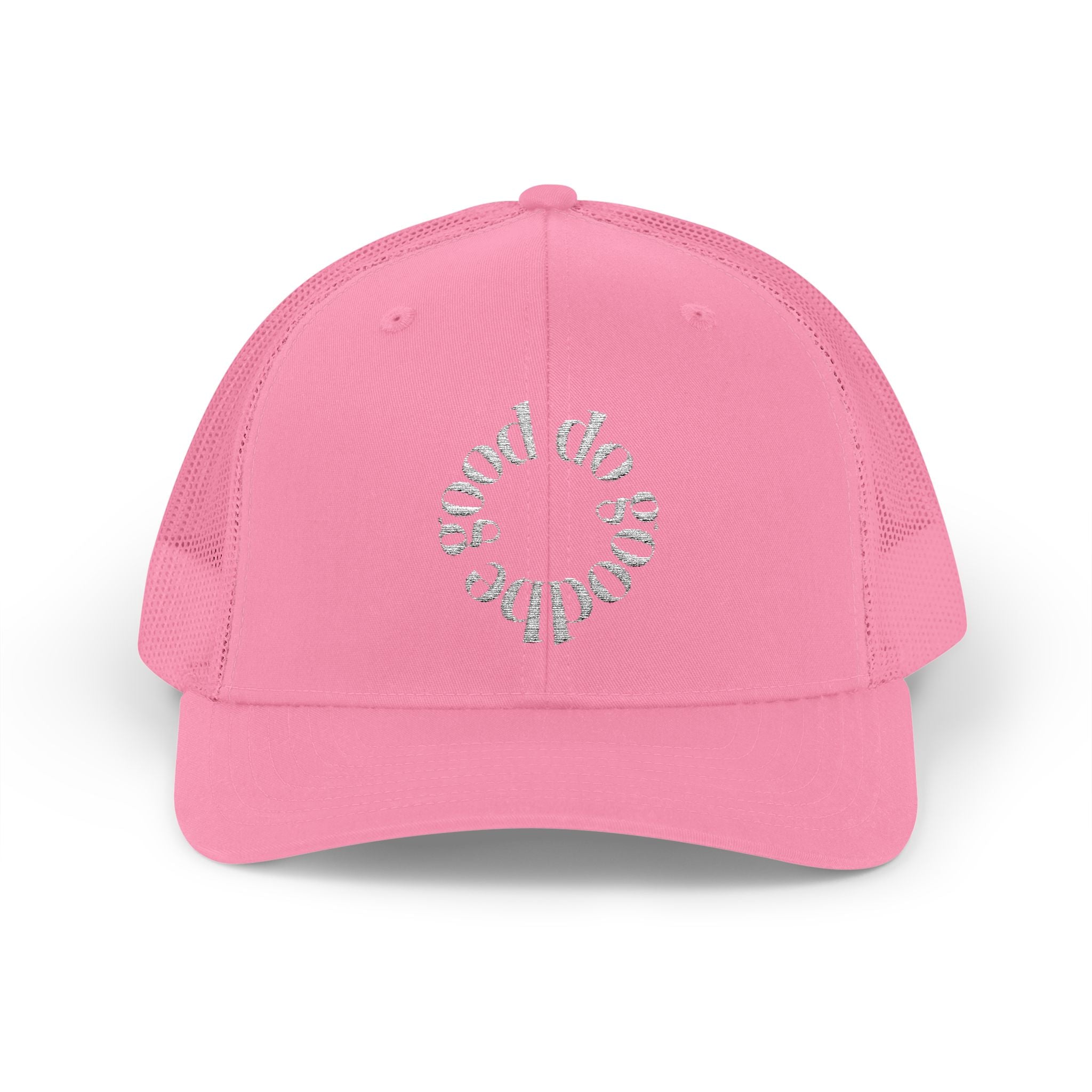 Trucker Cap — Circular 'Good Vibes' Rhinestone Logo Snapback